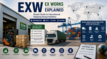 Transport międzynarodowy i operacje magazynowe wyjaśniające warunki dostawy EXW Ex Works w handlu globalnym
